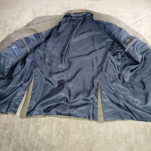 Samuelsohn Mens 52R Cashmere Sport Coat Blazer Jacket Gray Houndstooth Plaid - Picture 5 of 11